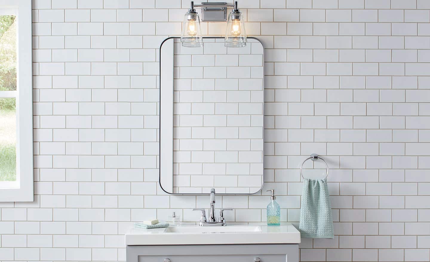 Wethersfield bathroom tile vanity wall by Wethersfield Shower Studio